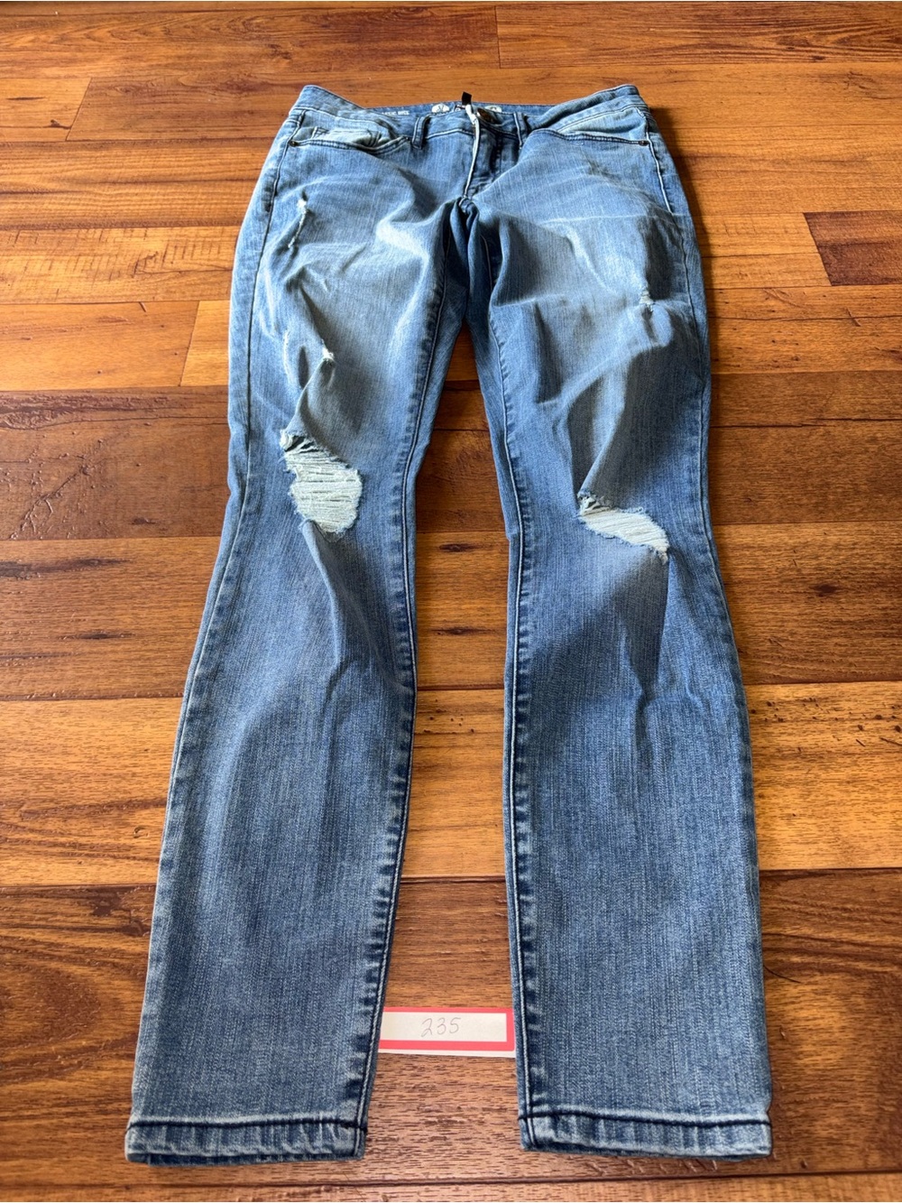 Rewash Womens Distressed Classic Rise Skinny Jeans Medium Wash Size 7 / 28